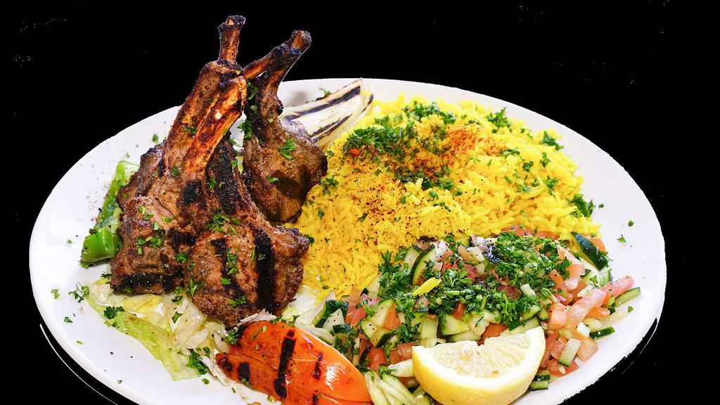 Lamb Chop Entree · Served with rice and salad.