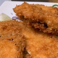 15. Golden Eggplant · Mild. Battered and deep fried slices of eggplant served with sweet dipping sauce.