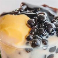 Three Heroes Milk Tea*** · Topped with  Pudding, Grass Jelly, & Tapioca Pearls.
(No Substitutions)