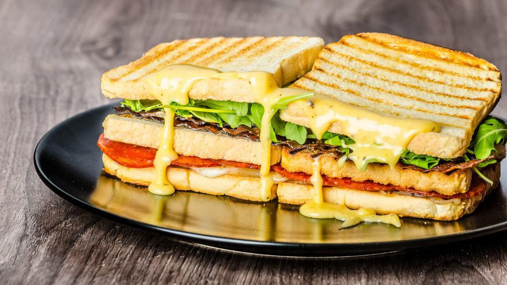 Cold Cheese Sandwich · Melted cheese, jalapeños, pickled peppers, tomato, onions, lettuce, mayo & mustard.