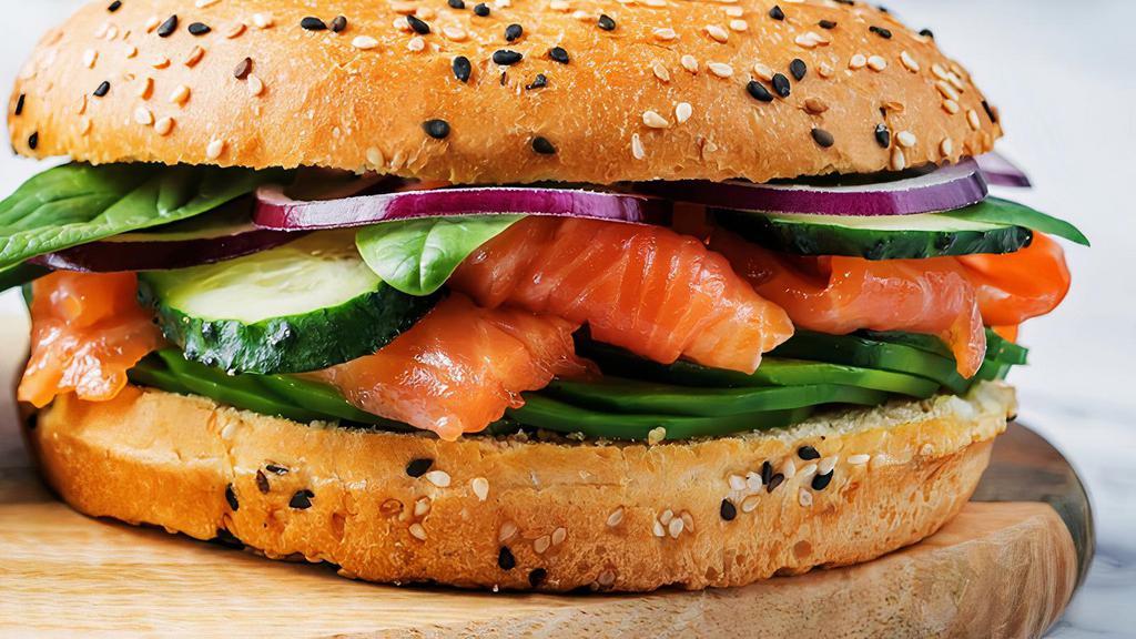 Lox Bagel · Salmon, Cream Cheese, Tomatoes and Red Onions