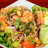 22. Yum Woon Sen · Hot. Silver noodle salad with ground pork and shrimp, mixed with black fungus, onions, chili...