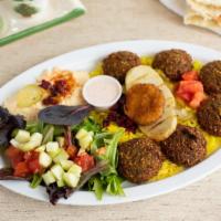 Falafel Platter · Started From Scratch At Our Preparation Table, Made from ground chickpeas, parsley, and our ...