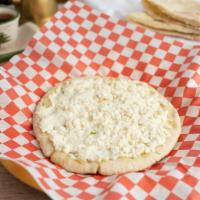 Feta Cheese Pie · Feta over pita toasted on the Grill topped with diced tomatoes and olive oil