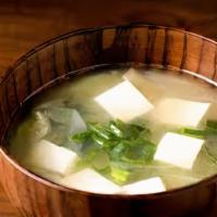 Miso Soup · Soup made from miso, kombu, dashi, barley and tofu.