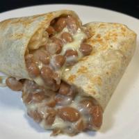Bean & Cheese Burrito · Whole pinto beans and cheese in a flour tortilla.