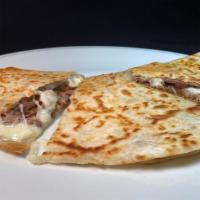 Super Flour Quesadilla · Grilled flour tortilla with meat of your choice & melted cheese.  Ask for guacamole, salsa &...