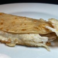 Super Fish Corn Quesadilla · Corn tortilla with grilled fish fillet & melted cheese.  Ask for guacamole, salsa & sour cre...