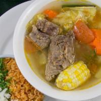 Caldo de Res · Beef stew, made daily. Comes with chayote, carrots, zucchini. Served with 4 corn or 3 flour ...