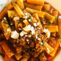 Penne  Sausage · Penne pasta, sausage, red bell pepper, onion in marinara sauce.