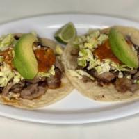Taco Pork · Handmade tortillas.
Pork, Black bean puree, onions, diced Cabbage, Avocado
*Sold Individual*
