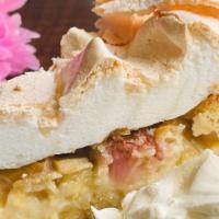 Rhabarber Kuchen ( Rhubarb Cake) · Meringue | Whipped Cream | Strawberry Pureé
