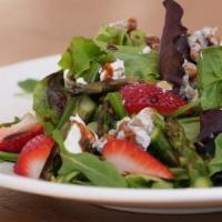 Spring Asparagus Salad  · Strawberries | Feta Cheese | Walnuts | Balsamic Dressing