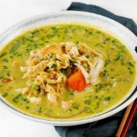 Curry Chicken Pho · Spicy. Yellow curry with coconut milk, potatoes & carrot
