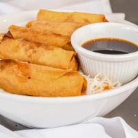 Fried Veggie Egg Rolls Vermicelli · Wheat flour wrap filled with cabbage, carrots, green beans, mushroom, tofu & onion