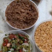 Super Burrito · Rice, beans, meat of choice, pico de gallo, salsa,cheese, guacamole, sourcream.