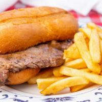 Steak Sandwich · Rib Eye on soft French Roll.