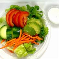 Side green salad · lettuc, tomato,carrot,cucumber, avocado with ranch dressing