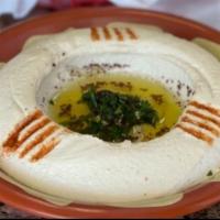 2. Hummus (Vegan) · A dip made with garbanzo beans, blended with garlic, lemon juice and tahini. Served with one...