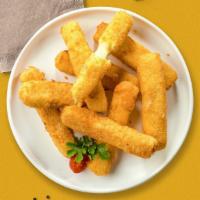 Mozzarella Sticks · Six piece golden deep-fried jalapeños filled with cream cheese.
