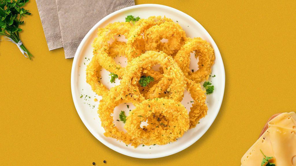 Onion Rings · (Vegetarian) Sliced onions dipped in a light batter and fried until crispy and golden brown.