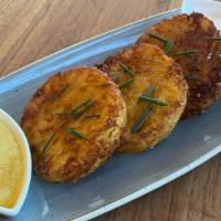 Traditional Latkes · Three, served with sour cream and house-made applesauce