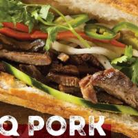 BBQ Pork · Grilled pork marinated in lemongrass, garlic and soy sauce.