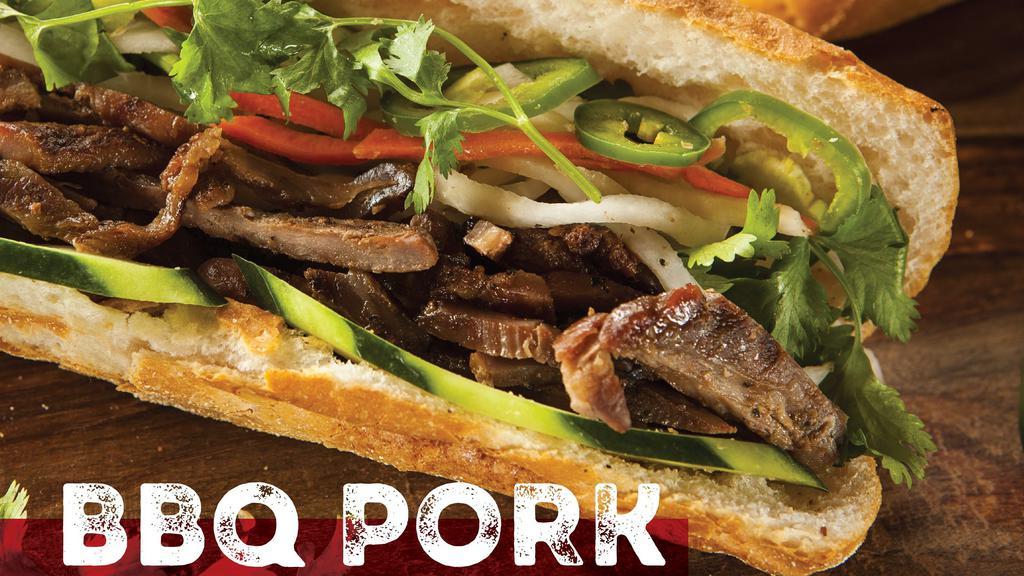 BBQ Pork · Grilled pork marinated in lemongrass, garlic and soy sauce.