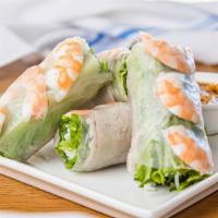 Spring Rolls · Shrimp, pork belly, vermicelli noodle, and fresh herbs. Served with house peanut dipping sau...