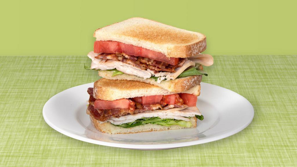 Turkey Club · Sliced turkey breast, cispy bacon, lettuce, tomato and mayo on your choice of bread.