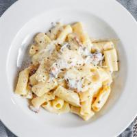 Mezzemaniche Carbonara · Organic Eggs, Guanciale, Pecorino.

Consuming raw or undercooked meats, poultry, seafood, sh...