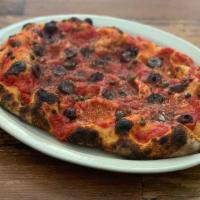 Tor Di Quinto Pinsa (vegan) · Roman style pizza with tomato sauce, olives, capers, oregano