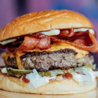 Bacon Cheeseburger · Randy's favorite Burger. Quarter Pound of Beef, Cheddar Cheese, Lettuce, Tomatoes, Pickles, ...