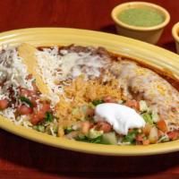 #7 Crispy Taco & Enchilada · Beef, chicken or vegetarian.
