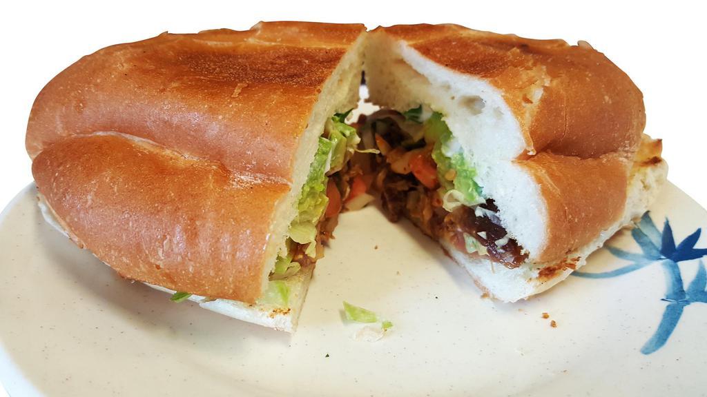 Tortas · Choice of meat, tomato, lettuce, avocado and sour cream.