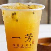 Puli Passion Fruit Green Tea · Pouchong green tea mix with Taiwan puli passion fruit. Recommend in less ice and 30% sugar f...