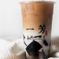 Grass Jelly Tea Latte 仙草凍奶茶 · Traditional Chinese Herbal Tea with Clover organic milk *Fixed sweetness