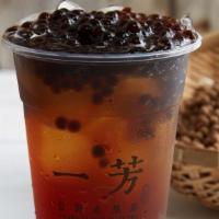Pearl Black Tea · Sun moon lake black tea mix with mini boba (tapioca pearl). Recommend less ice and 80% sugar...
