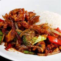 Chicken Cashew Nuts · Sliced chicken, cashew nut, white onion, bell pepper sautéed with house spicy chili paste.
