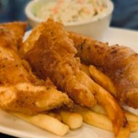Alaskan Halibut Fish & Chips · Fresh wild Alaskan Halibut Fish and Chips