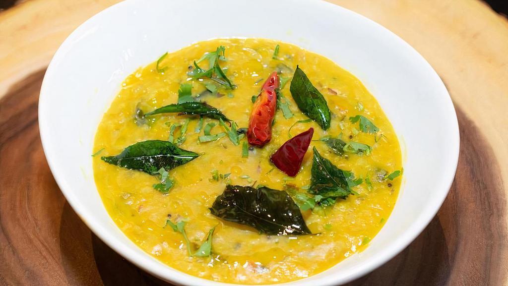 Andhra Dal - 2 Pints (32 oz) · Split yellow lentils pureed to a smooth consistency and tempered with mild spices garnished with freshly chopped coriander.