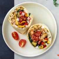 Veggie Vendetta Burrito · Mozzarella Cheese, Mushroom, Spinach, Bell Peppers, Onions, Rice & Beans wrapped in a warm t...