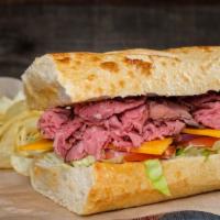 Roast beef sandwich · Tender thinly sliced.
