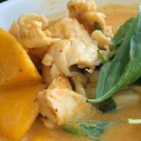 Mango curry · Red curry sauce and fresh mango simmered with meat of your choice