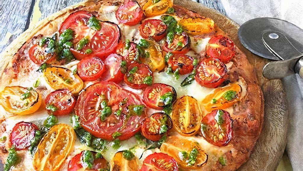 Tomato Pizza · Tomato sauce and basil.