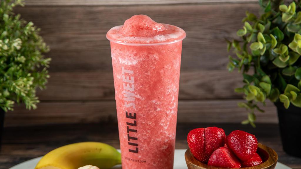 Strawberry Banana Smoothie · Made with real fruits strawberry and banana