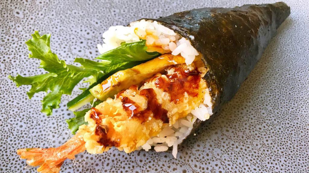 Ebi Hand Roll · Delicious Hand roll made with cooked Shrimp.