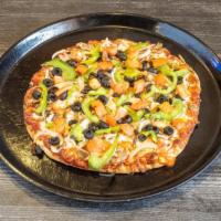 Guinevere's Garden Delight (Medium) · All vegetable. All delicious. Tomatoes, mushrooms, green peppers, yellow onions, black olive...