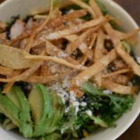 Fiesta Salad · Char-broiled chicken breast atop spring mix greens; tossed with herb-chipotle ranch, black b...