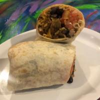 Regular Burrito · Medium sized burrito filled with your choice of meat and beans, rice, and pico de gallo.
